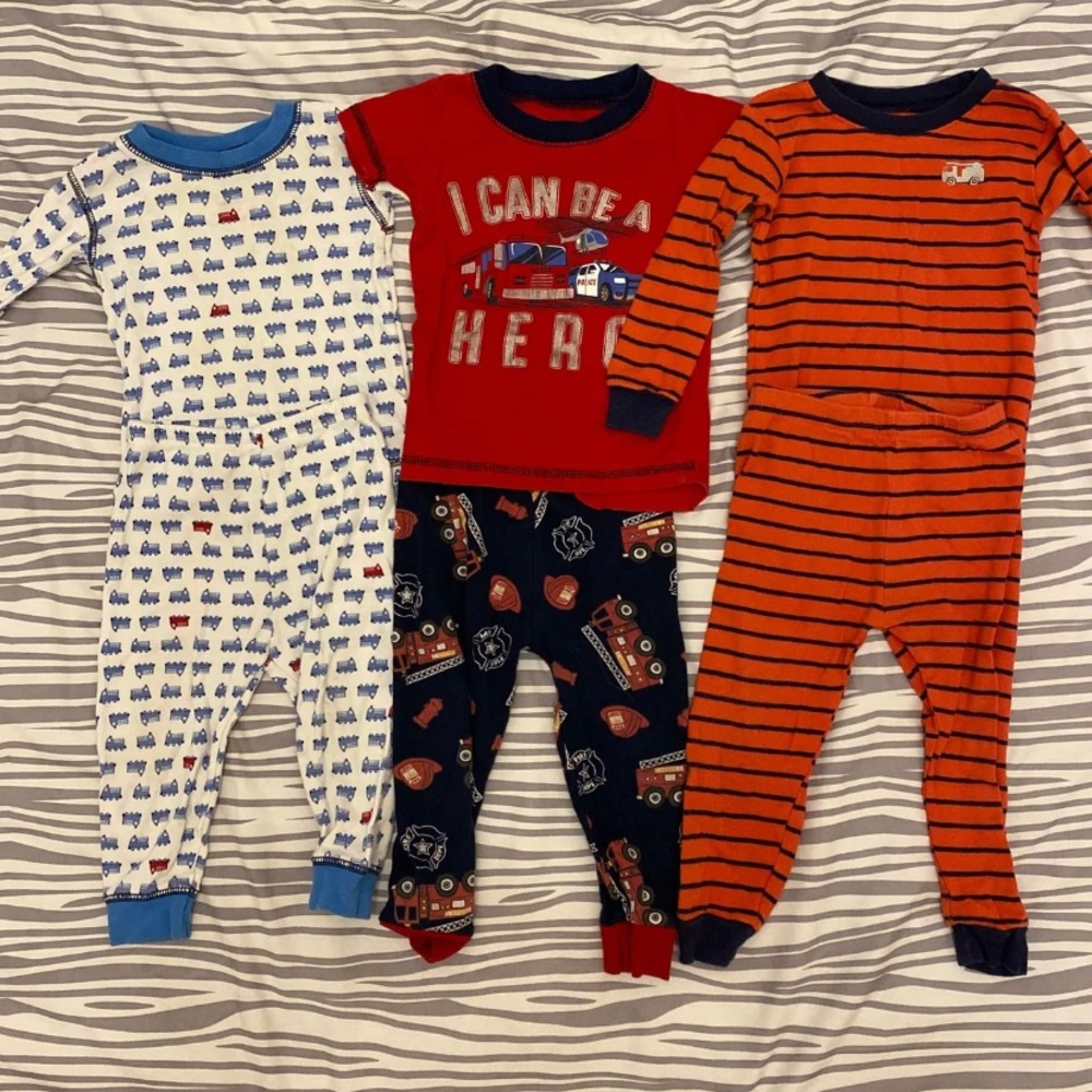 Firefighter toddler baby boy pajama bundle